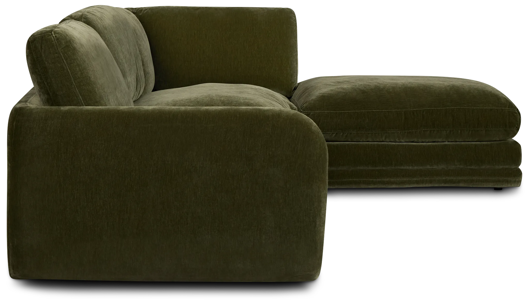 Jules Green Velvet 4-piece Right Facing Bumper Sectional