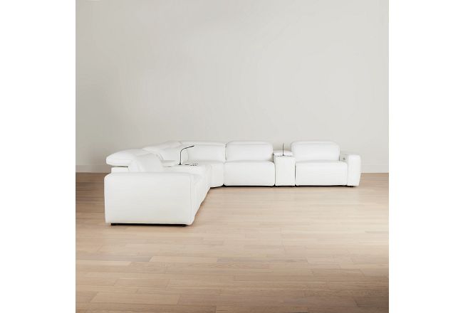 Tidal White Lthr/vinyl Large Triple Power Reclining Two-arm Sectional