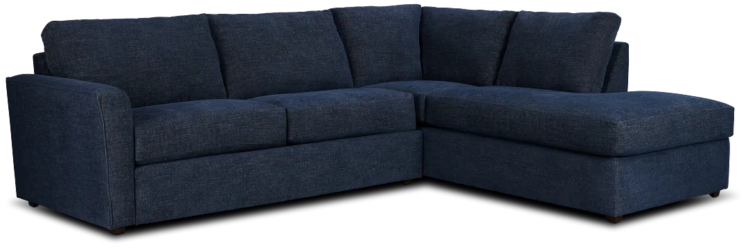 Davis Dark Blue Micro Right Bumper Sectional