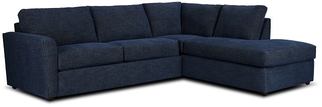 Davis Dark Blue Micro Right Bumper Sectional