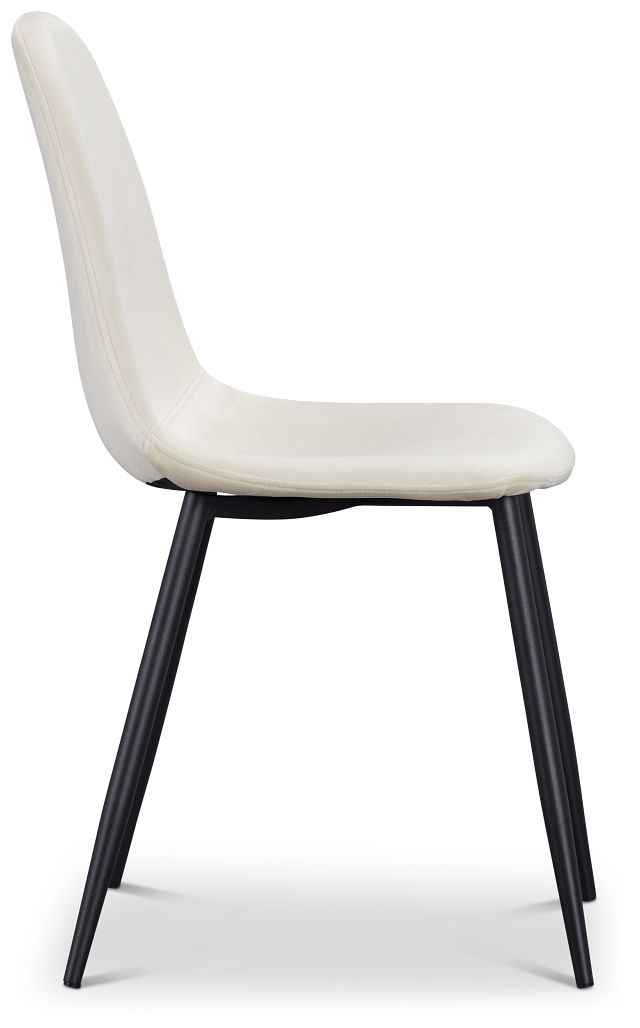 Havana Ivory Velvet Upholstered Side Chair W/ Black Legs