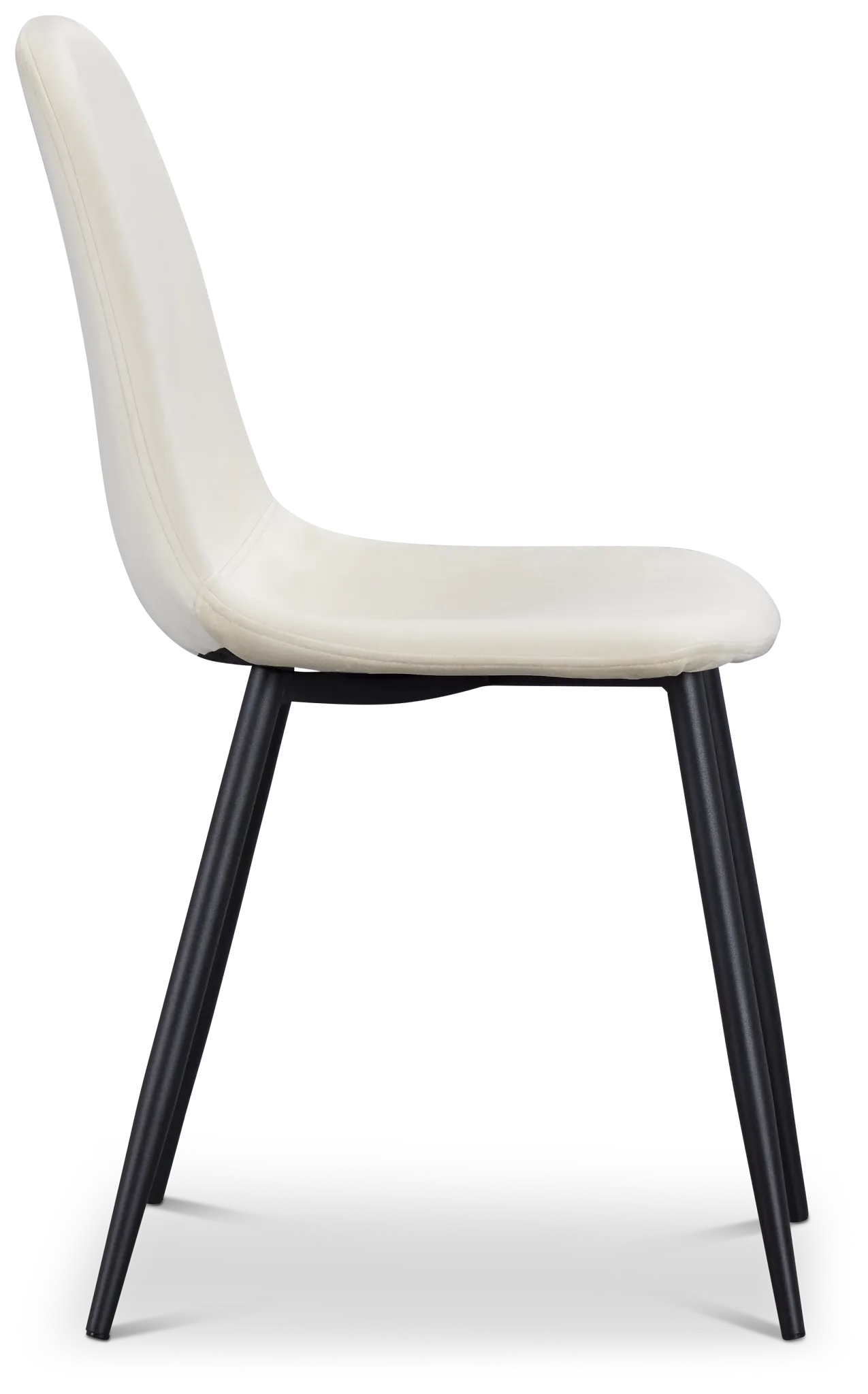 Havana Ivory Velvet Upholstered Side Chair W/ Black Legs