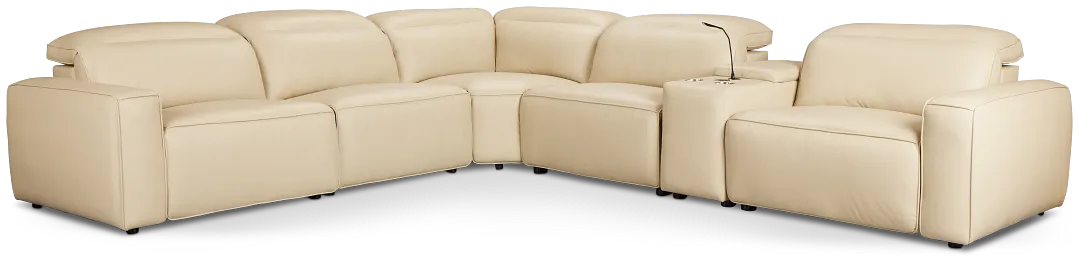 Tidal Beige Lthr/vinyl Medium Dual Power 2-arm Reclining Sectional