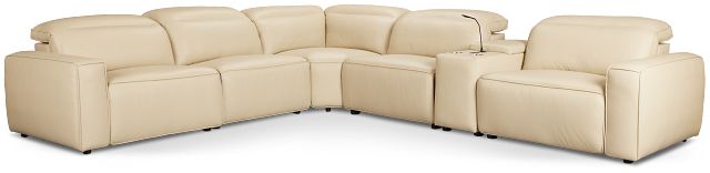 Tidal Beige Lthr/vinyl Medium Dual Power 2-arm Reclining Sectional