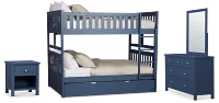 Charleston Dark Blue Bunk Bed Trundle Bedroom