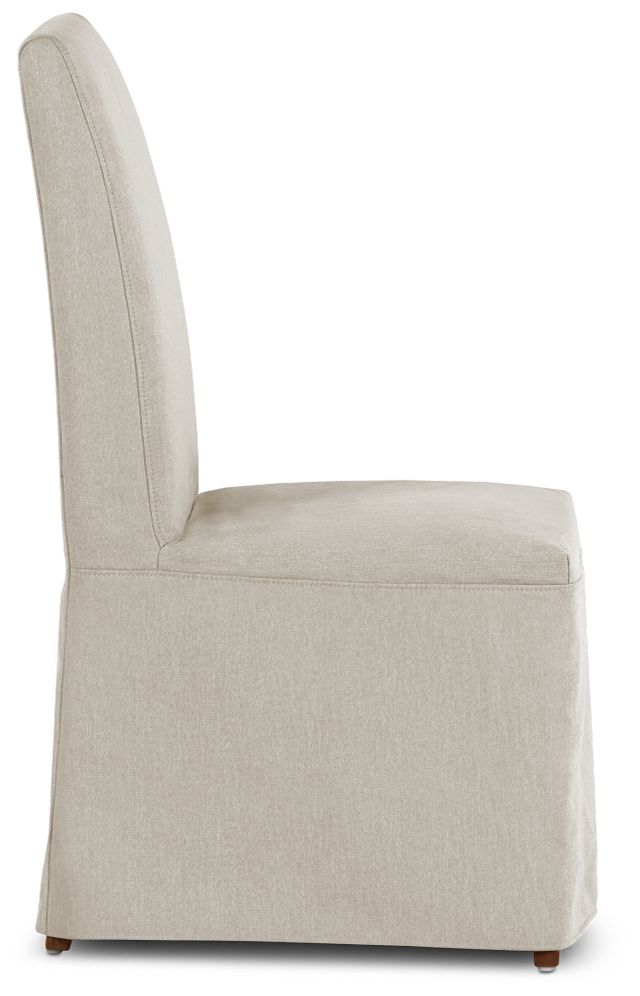 Harbor Light Beige Long Slipcover Chair With Medium-tone Leg (2)