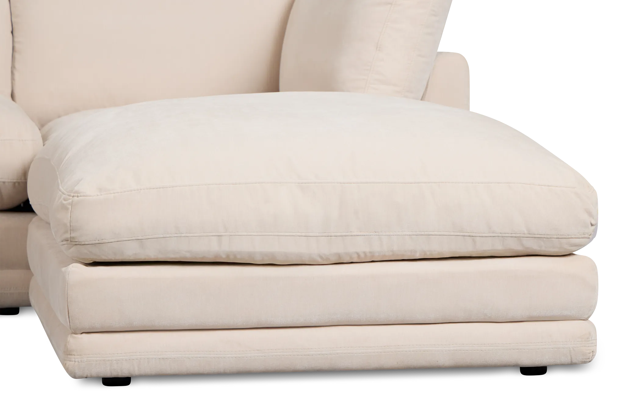 Jules Ivory Velvet 4-piece Right Facing Bumper Sectional