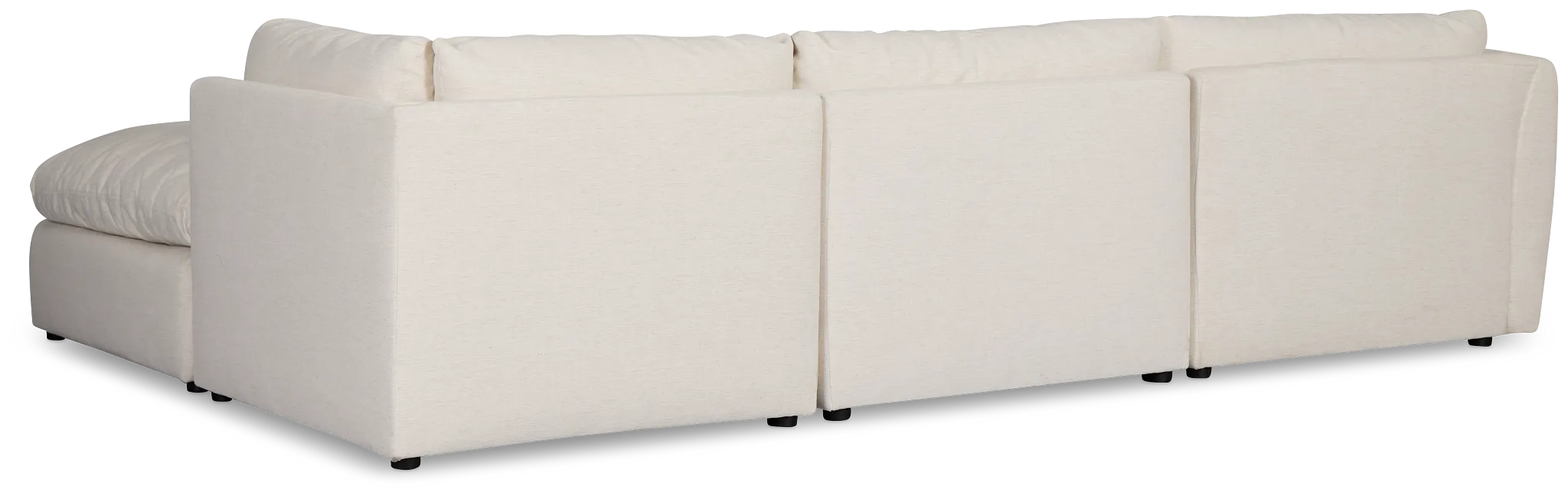 Serena White Fabric 4-piece Left Facing Bumper Sectional
