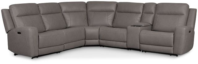Colton Light Gray Micro Medium Dual Power 2-arm Reclining Sectional