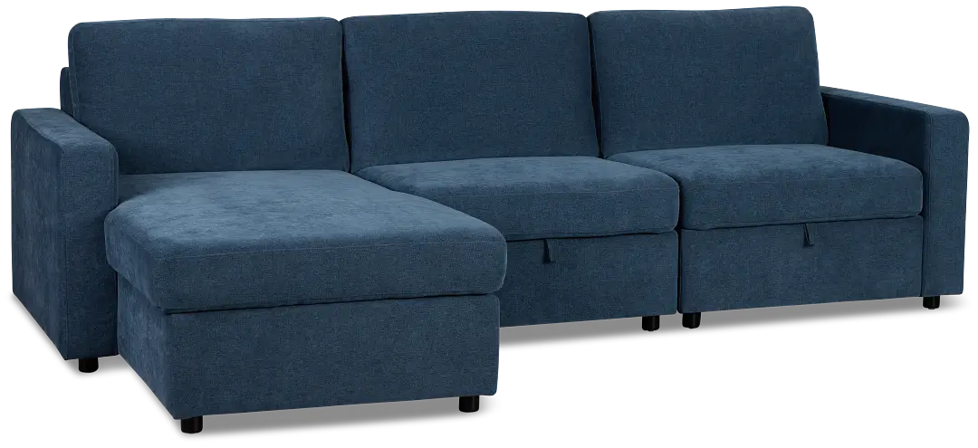 Addie Blue Fabric Left Chaise Storage Sectional Addie Blue Fabric Left Chaise Storage Sectional