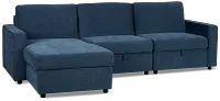 Addie Blue Fabric Left Chaise Storage Sectional
