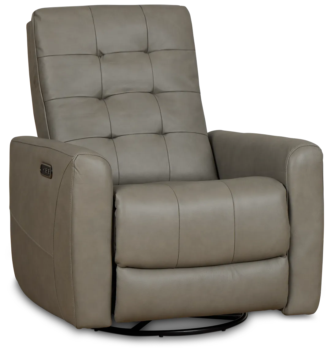 Izzy Light Gray Lthr/vinyl Power Swivel Glider Recliner