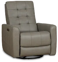 Izzy Light Gray Lthr/vinyl Power Swivel Glider Recliner