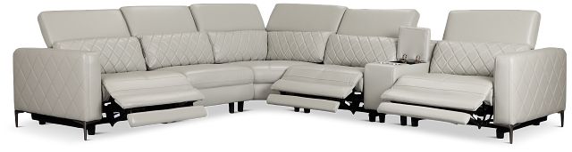 Ava Light Gray Micro Medium Triple Power 2-arm Sectional