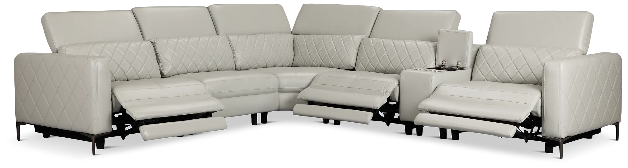 Ava Light Gray Micro Medium Triple Power 2-arm Sectional