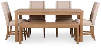 Delray Light Tone Rect Table, 4 Chairs & Bench