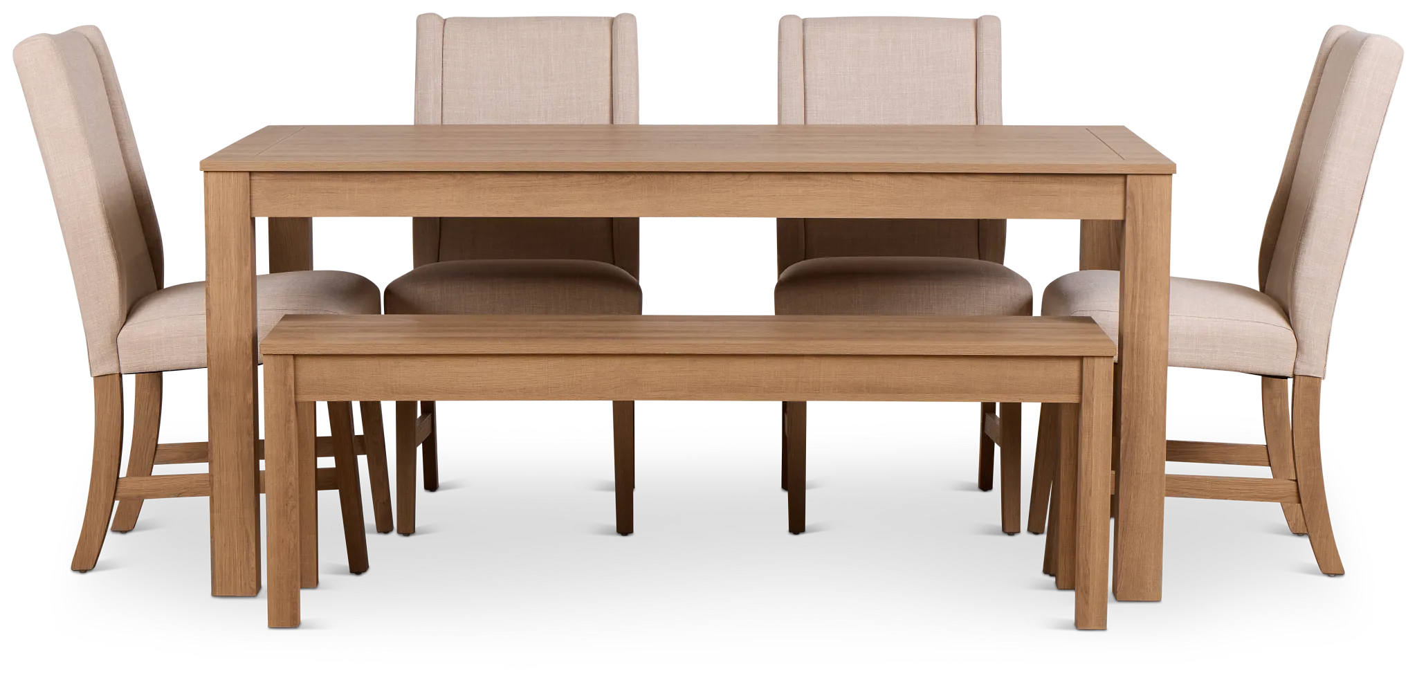 Delray Light Tone Rect Table, 4 Chairs & Bench