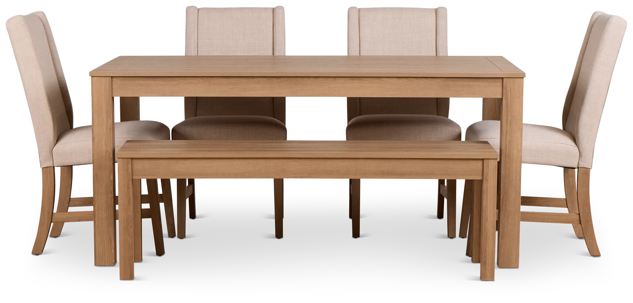 Delray Light Tone Rect Table, 4 Chairs & Bench Delray Light Tone Rect Table, 4 Chairs & Bench