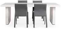 Viscaya White Rect Table & 4 Gray Upholstered Chairs