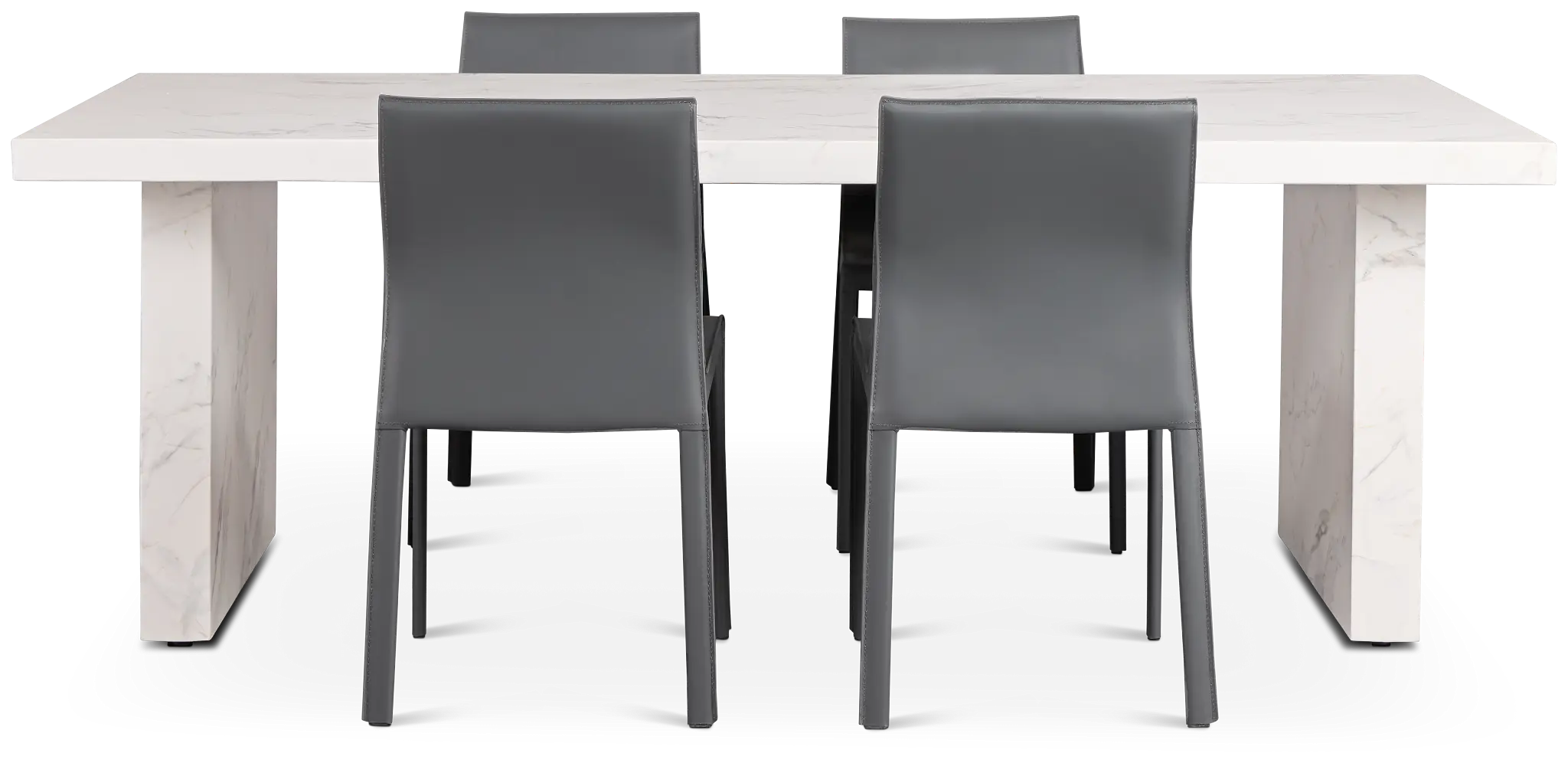 Viscaya White Rect Table & 4 Gray Upholstered Chairs Viscaya White Rect Table & 4 Gray Upholstered Chairs