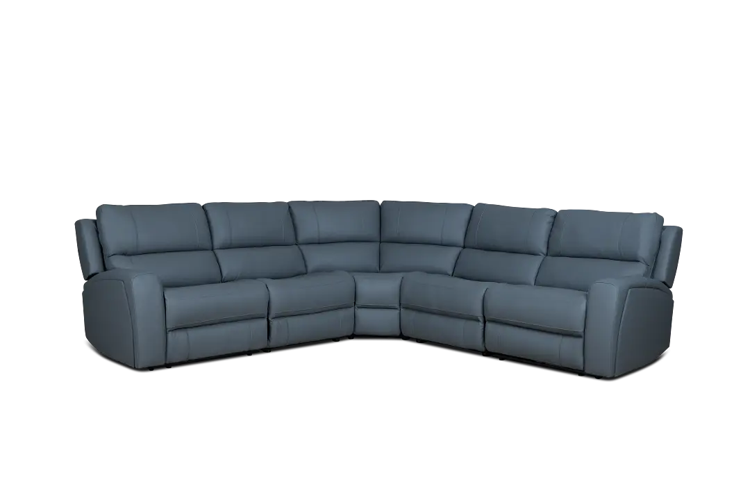 Summit Blue Lthr/vinyl Small Two-arm Power Reclining Sectional Summit Blue Lthr/vinyl Small Two-arm Power Reclining Sectional