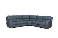 Summit Blue Lthr/vinyl Small Two-arm Power Reclining Sectional