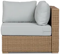 Montecito Light Tone Corner Chair With Light Blue Cushions