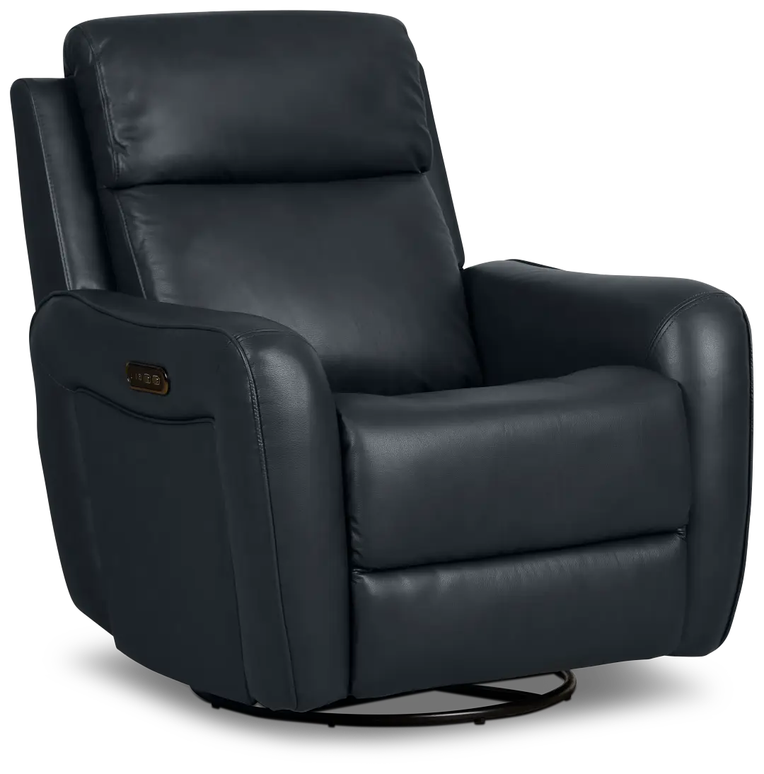 Julian Dark Blue Lthr/vinyl Power Swivel Glider Recliner Julian Dark Blue Lthr/vinyl Power Swivel Glider Recliner