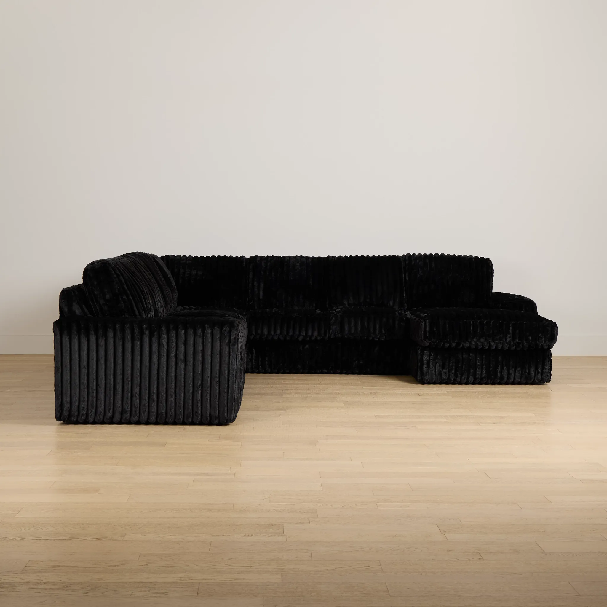 Teddy Black Fabric Medium Right Chaise Sectional