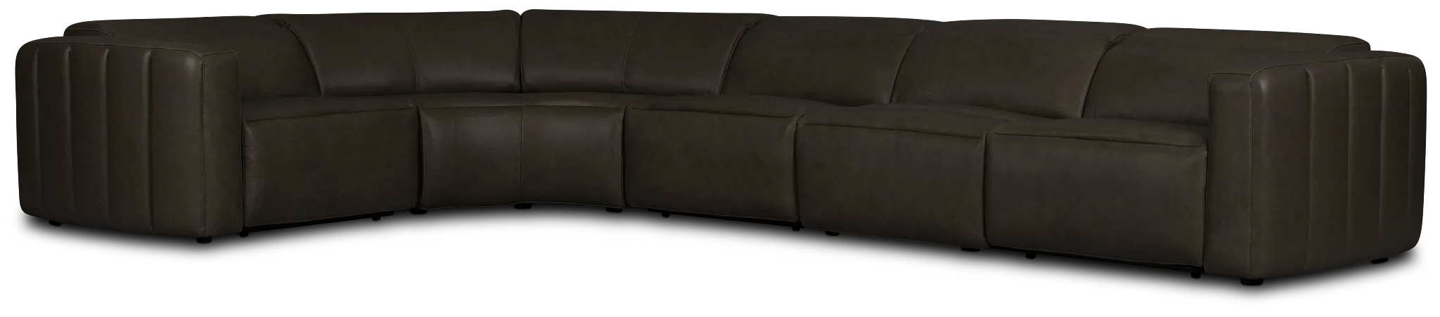 Jace Dark Gray Lthr/vinyl Small Triple Power Reclining Two-arm Sectional