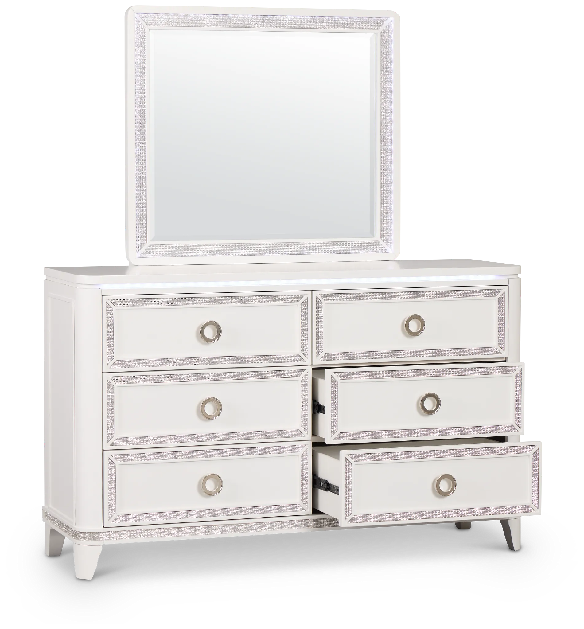 Milan White Youth Dresser & Mirror