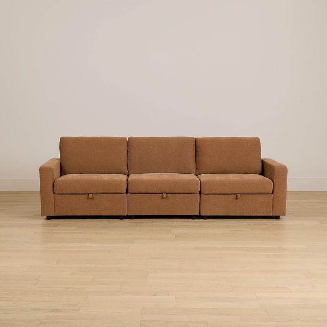Addie Brown Fabric 3-piece Modular Storage Sofa