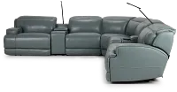 Reign Green Lthr/vinyl Large Dual Power Reclining Two-arm Sectional