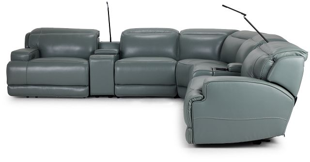 Reign Green Lthr/vinyl Large Dual Power Reclining Two-arm Sectional