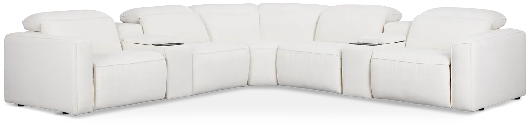 Ryland White Fabric Large Dual Power Reclining Two-arm Sectional