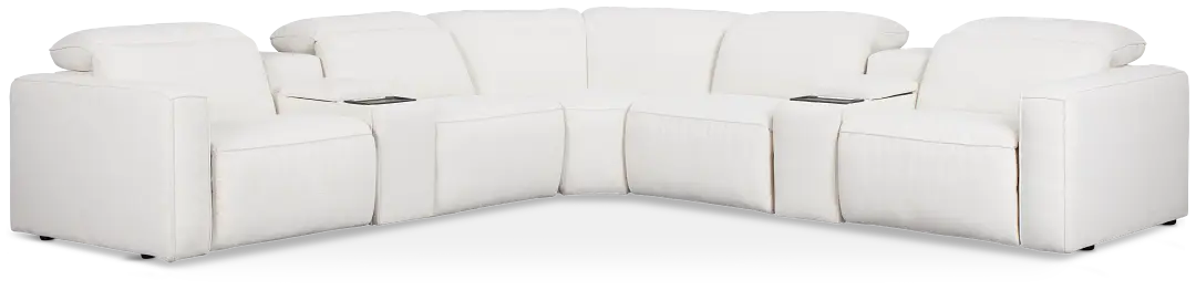 Ryland White Fabric Large Dual Power Reclining Two-arm Sectional Ryland White Fabric Large Dual Power Reclining Two-arm Sectional