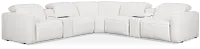 Ryland White Fabric Large Dual Power Reclining Two-arm Sectional