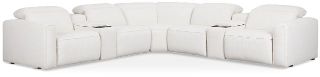 Ryland White Fabric Large Dual Power Reclining Two-arm Sectional