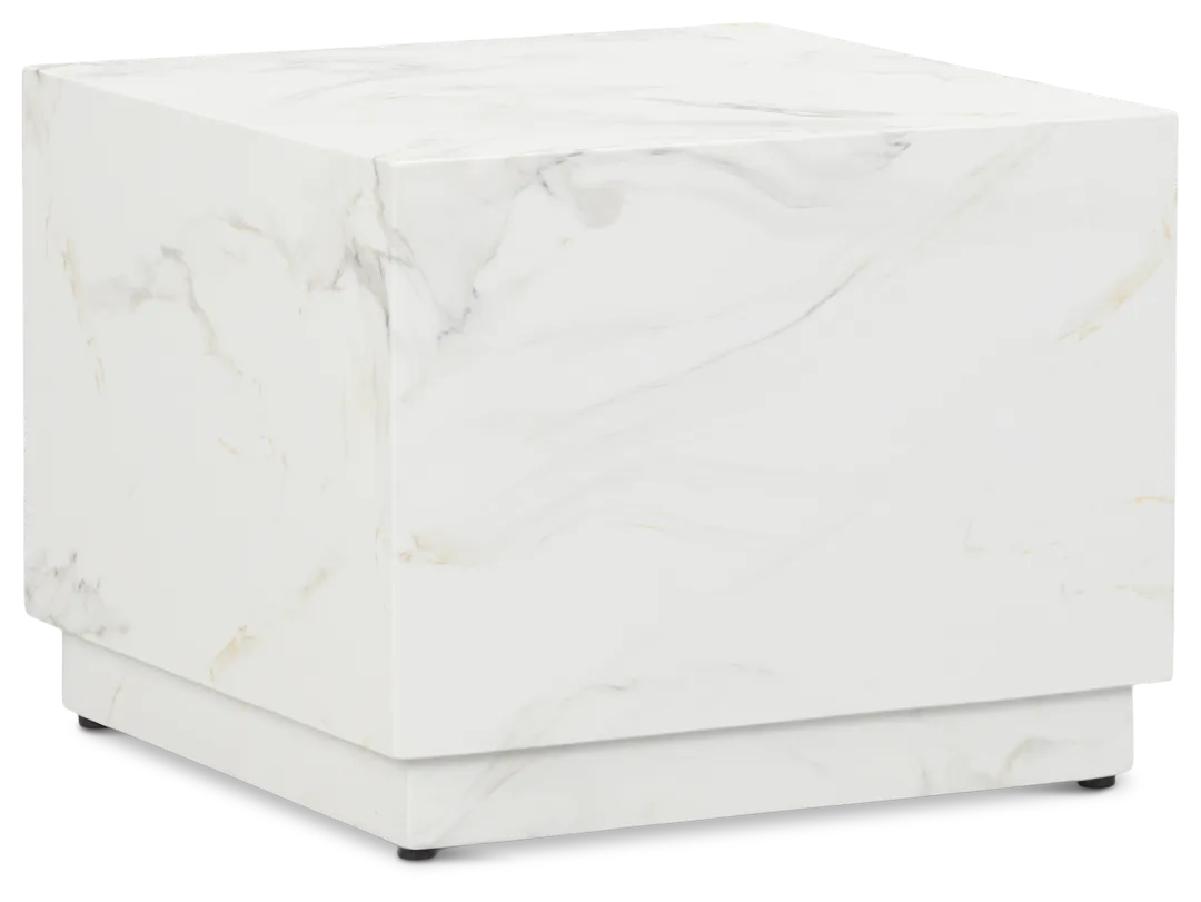 Vilano White Square End Table