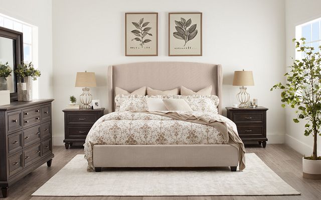 Cora Taupe Uph Platform Bed