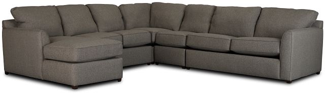 Asheville Brown Fabric Left Chaise Memory Foam Sleeper Sectional