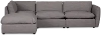 Serena Gray Fabric 4-piece Left Facing Bumper Sectional
