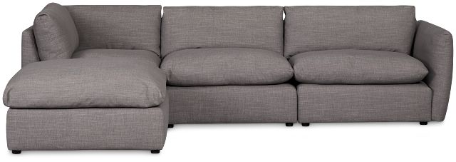 Serena Gray Fabric 4-piece Left Facing Bumper Sectional