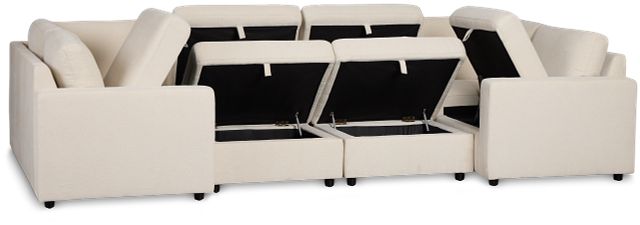 Addie Beige Fabric 8-piece Pit Storage Sectional