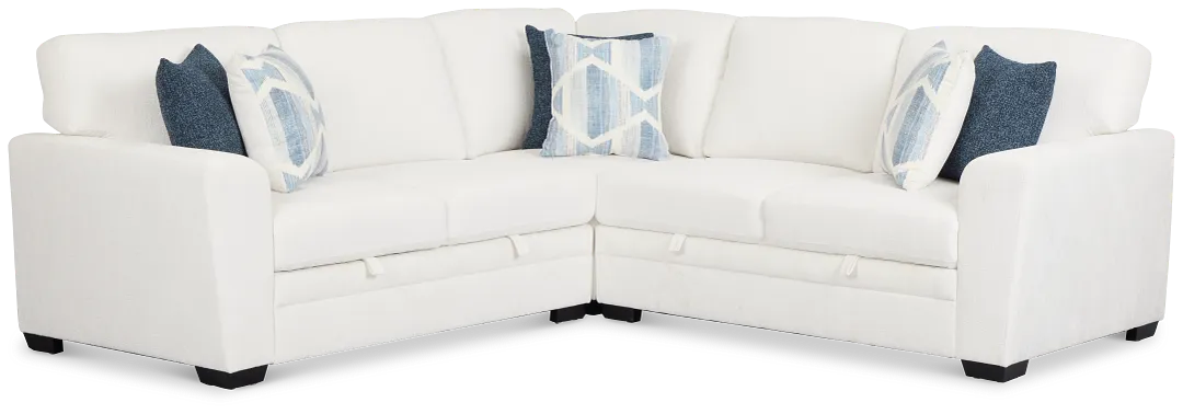 Everly White Fabric Small 2-arm Storage Sectional
