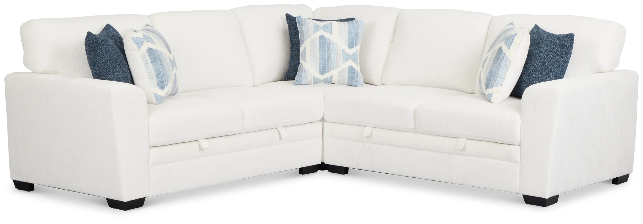 Everly White Fabric Small 2-arm Storage Sectional