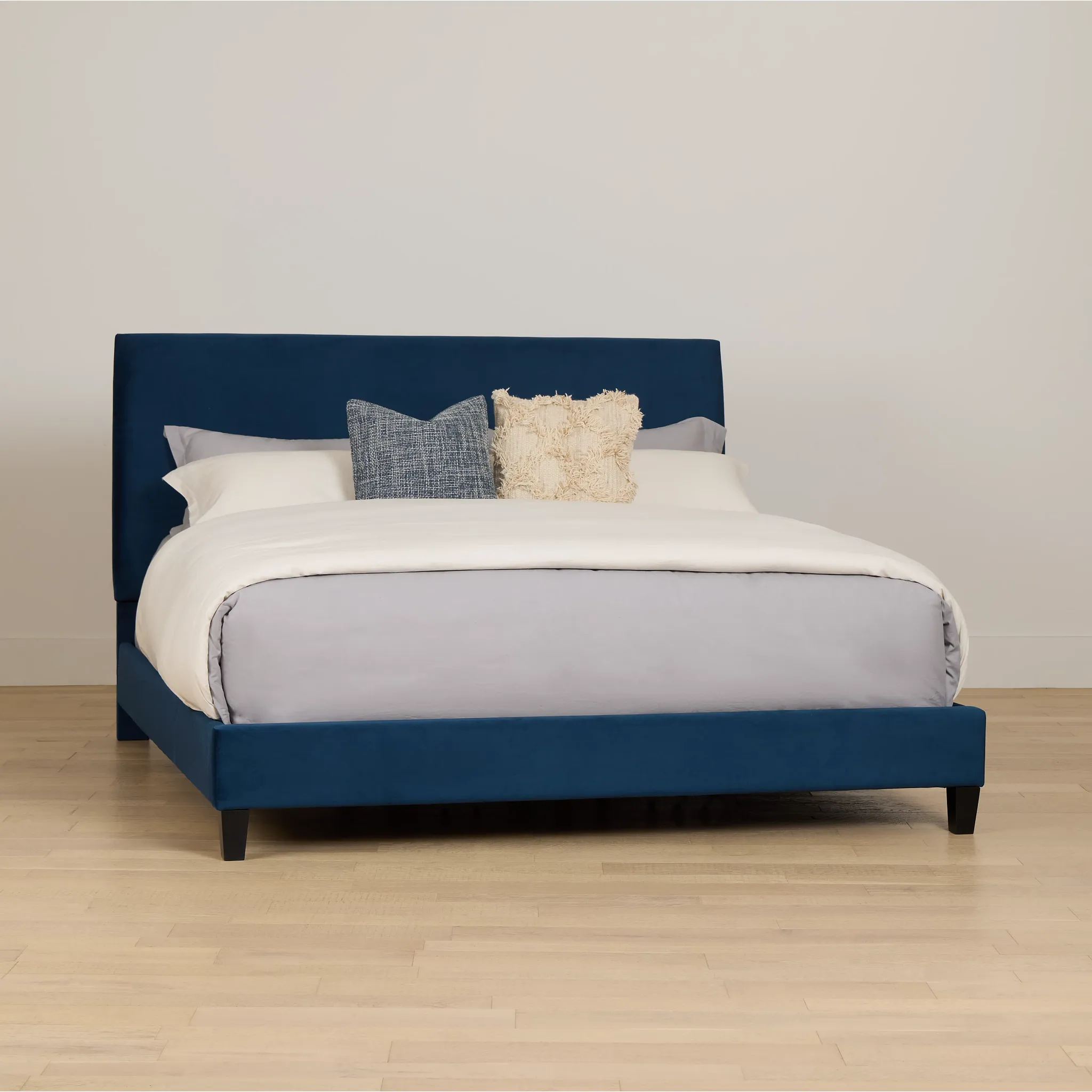 Lucy Dark Blue Uph Platform Bed