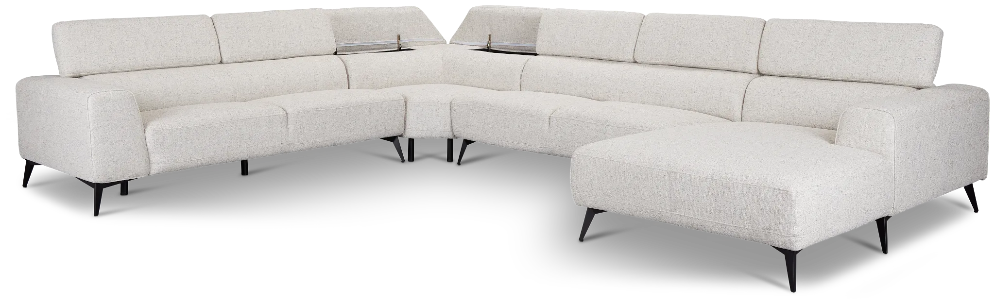 Alina Beige Fabric Medium Right Chaise Sectional
