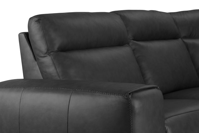 Elba Dark Gray Leather Medium Dual Power Right Chaise Sectional