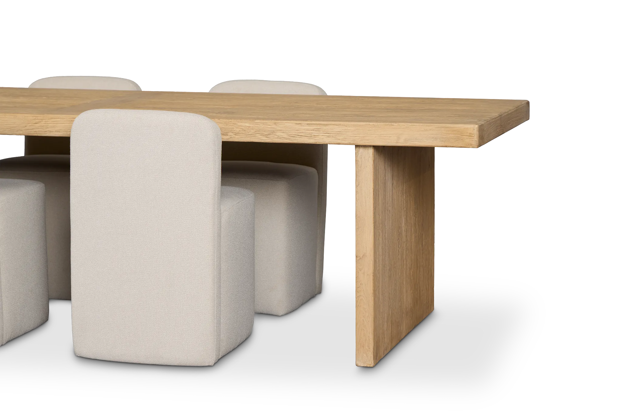 Salida Light Tone Rect Table & 4 Light Beige Upholstered Side Chairs